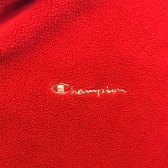 CHAMPION REVERSIBLE BLACK/RED FLEECE & NYLON HOODIE/JACKET • sz M - Picture 8 of 17
